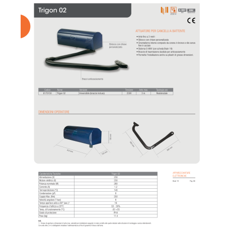 Šarnīra šūpoles vārtu piedziņa TRIGON 02 230V FAAC GENIUS 6170150