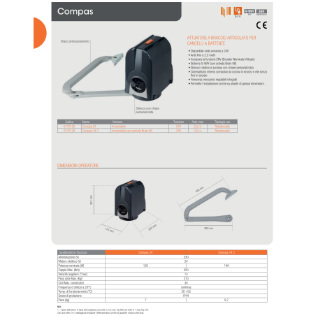 Actuador de brazo articulado para puertas batientes COMPAS 24v C GENIUS 6170136