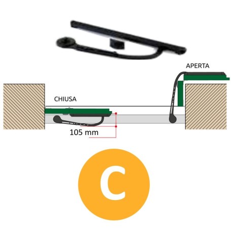 Poluga TIP C za automatizaciju sklopivih roleta USHADE minimalnim dimenzijama od 95 mm