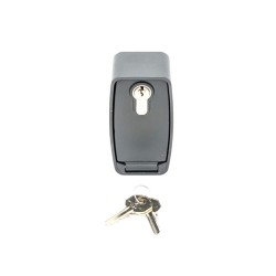 Puerta blindada exterior con botonera y palanca de desbloqueo para motor de amortiguador