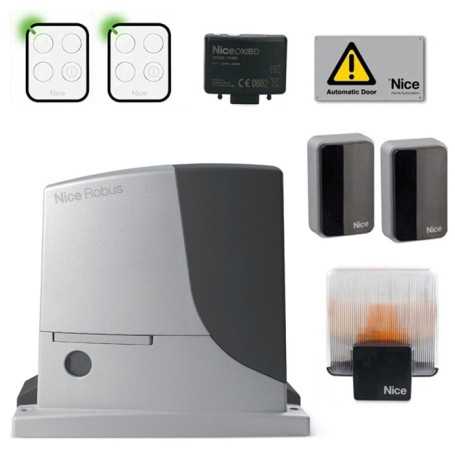 Kit de automatización para puertas correderas de hasta 600 kg 24v NICE Robus RB600BDKCE