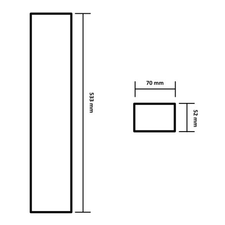 Coluna única universal para fotocélula exterior, altura de 533 mm