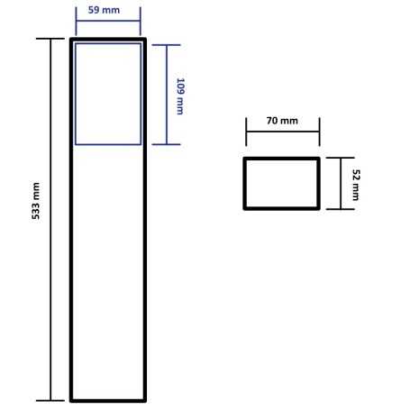 Universelle Einzelsäule mit Lichtschrankengehäuse, Höhe 533 mm