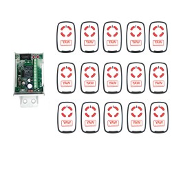 KRX-15 Kit receptor con 15 radiocontroles para condominios, empresas, industrias de uso colectivo