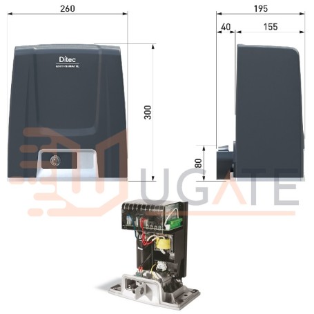 Motorreductor de 24V para puerta corredera intensiva de 600 KG DITEC ENTREMATIC ION6
