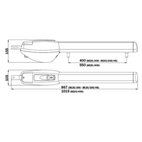 KIT-BE20/210 Комплект за автоматизация с въртяща се врата 24V за листа до 2.8 метра